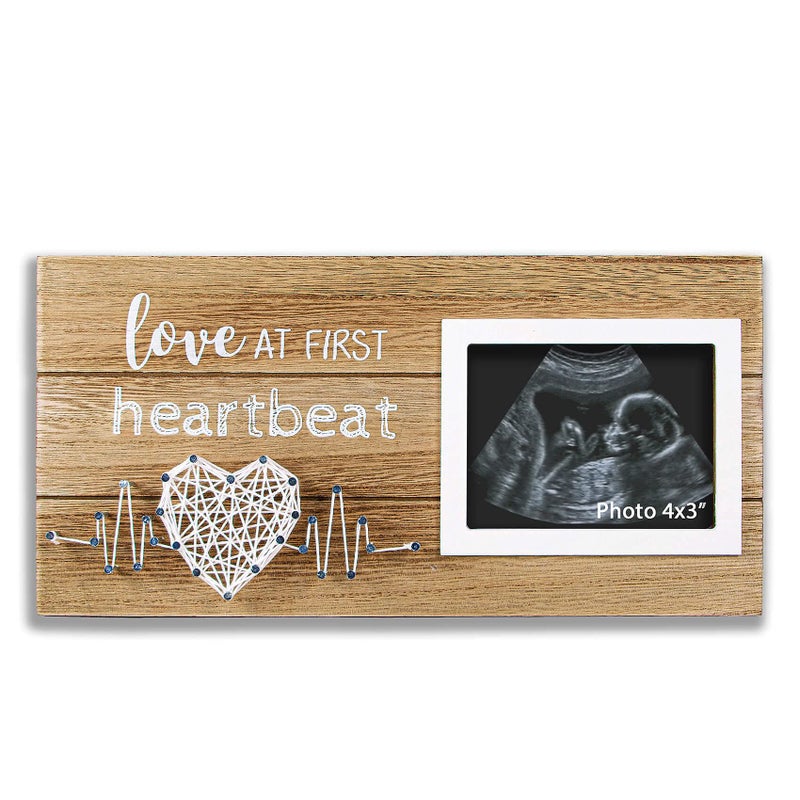 VILIGHT New Mom Gifts - Pregnancy Announcements Baby Gender Reveal Gifts - Love At First Heartbeat Sonogram Picture Frame for Standard 4" x 3" Ultrasound Photo - Image 1